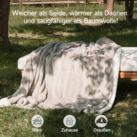 GOTCOZY Heizdecke 150x200 cm - Weicher seidiger Plüsch Wärmedecke Heizdecke 9 Heizstufen und 10 Stunden Auto-Off-Timer Überhitzungsschutz CE-Zertifiziert Kuscheldecke für Bett&Büro Waschbar(Grau)