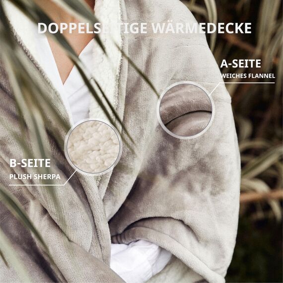 GOTCOZY Heizdecke 130x160 cm - Weicher seidiger Plüsch Wärmedecke Heizdecke 9 Heizstufen und 10 Stunden Auto-Off-Timer Überhitzungsschutz Kuscheldecke für Bett&Büro Waschbar(Grau)