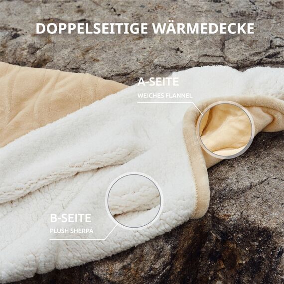 GOTCOZY Heizdecke 130x160 cm -Weicher seidiger Plüsch Wärmedecke Heizdecke 9 Heizstufen und 10 Stunden Auto-Off-Timer Überhitzungsschutz Kuscheldecke für Bett&Büro Waschbar(Gelb)