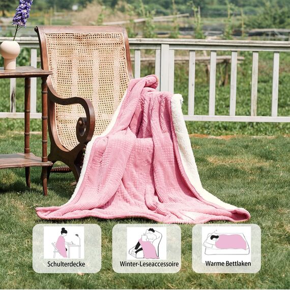 Texciting heizdecke 130X180 cm-Wärmedecke heizdecke mit 9 Heizstufen-10 Stunden Auto Off Überhitzungsschutz Maschinenwaschbar (Rosa)