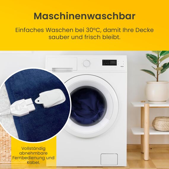 Cosi Home Heizdecke 180x130 cm - Elektrische Wärmedecke mit Abschaltautomatik, Überhitzungsschutz, Waschbar, Kuscheliges Sherpa & Fleece, 10 Heizstufen mit digitaler Fernbedienung - Navy