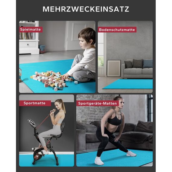 HAPBEAR Extra Große Yoga Matte,Yogamatte 213cm x 152cm x 8mm, rutschfest PVC Gymnastikmatte Sportmatte Fitnessmatte Schuhfreundlich-Blau