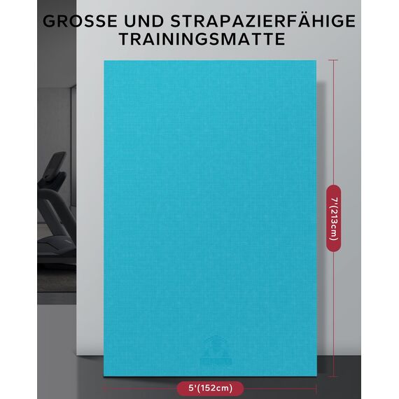 HAPBEAR Extra Große Yoga Matte,Yogamatte 213cm x 152cm x 8mm, rutschfest PVC Gymnastikmatte Sportmatte Fitnessmatte Schuhfreundlich-Blau