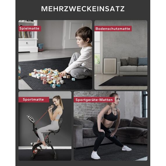 HAPBEAR Extra Groß Breit Sportmatte Fitnessmatte Gymnastikmatte rutschfest-Yogamatte 366 cm x 183 cm x 8 mm Dicke, Hoher Dichte Ultra Haltbar PVC,Trainingsmatten mit Fitnessbänder, Schuhfreundlich