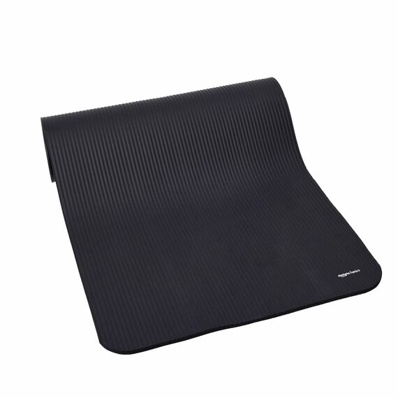 Amazon Basics Yogamatte, rutschfest, extra dick, Pilates-Gymnastikmatte, 183 x 61 x 1 cm, Schwarz