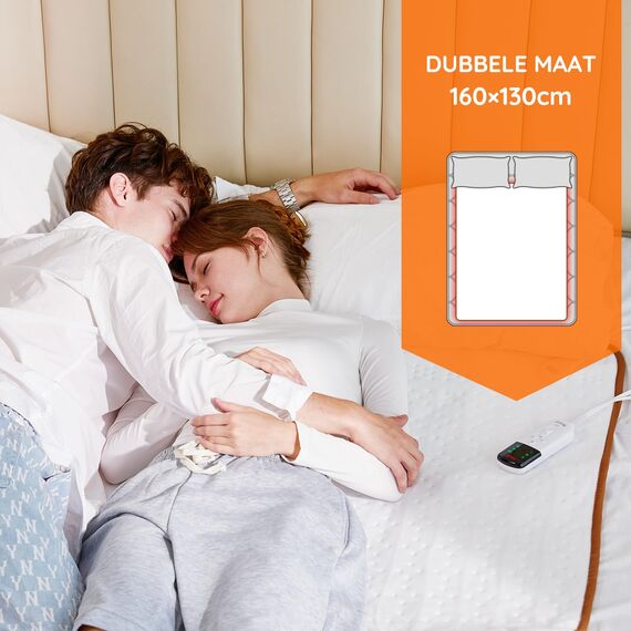 Mia&Coco Heizdecke mit Abschaltautomatik, 160 x 130 cm, Wärmeunterbett mit 12-Stunden-Timer und 3 Wärmestufen, LED-Anzeige, Überhitzungsschutz, Wärmedecke für Gängigen Matratzen,Maschinenwaschbar