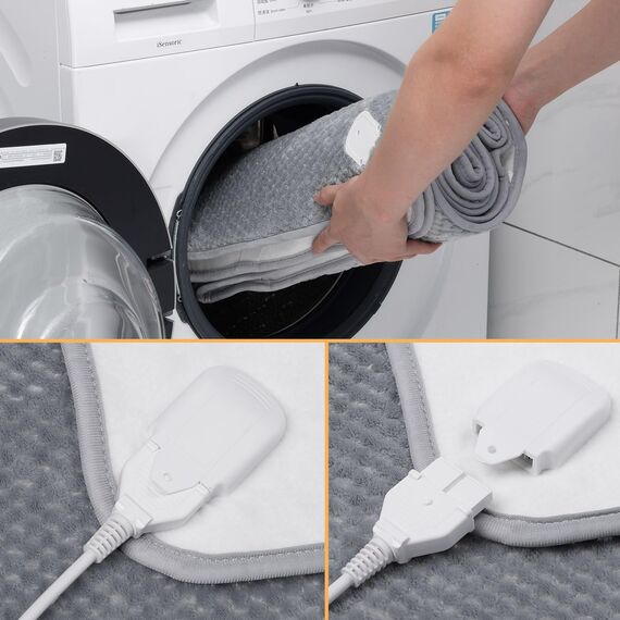 MONZANA® Heizdecke Wärmeunterbett 150x80cm 5 Stufen Timer Coral Fleece 60W grau Wärmedecke Überhitzungsschutz waschbar