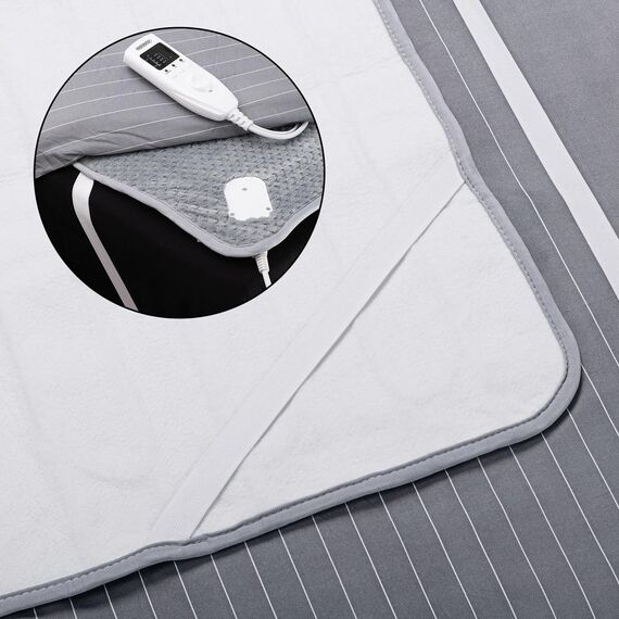 MONZANA® Heizdecke Wärmeunterbett 150x80cm 5 Stufen Timer Coral Fleece 60W grau Wärmedecke Überhitzungsschutz waschbar