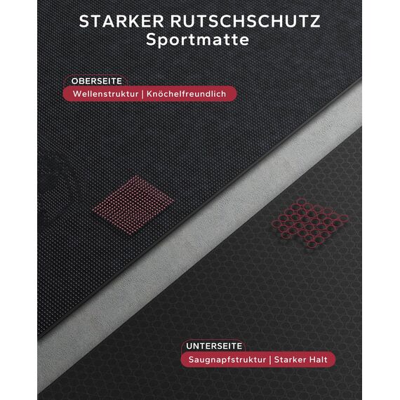 HAPBEAR Yogamatte XXL- Extra Groß Breit Sportmatte Fitnessmatte Rutschfest 213x152/183x122x0.8cm Dicke,Hoher Dichte Ultra Haltbar PVC, Gymnastikmatte mit Fitnessbänder,Schuhfreundlich-Schwarz