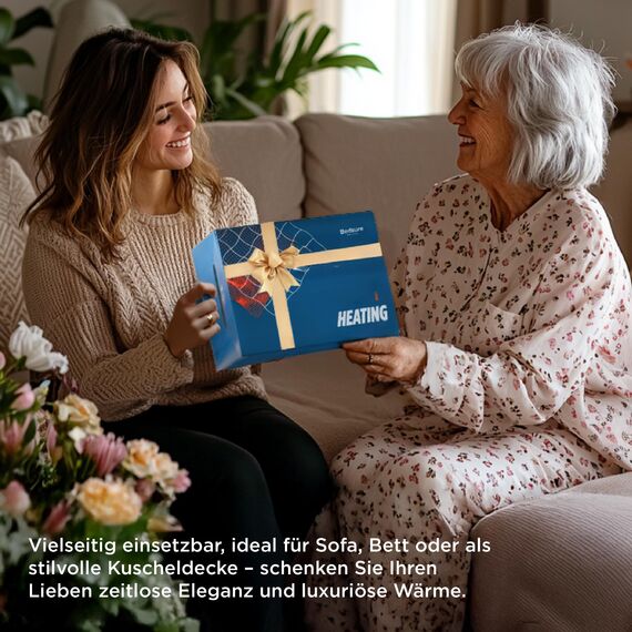 BEDSURE Heizdecke mit Abschaltautomatik Wärmedecke - Geschenke für Frauen & Mama, Weihnachten, Elektrische Kuscheldecke mit 6 Heizstufen & 10 Stunden Timer, 130x180cm, Marineblau