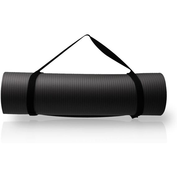 diMio XL Komfort-Gymnastikmatte Yogamatte in 185x90x1.5cm mit Tragegurt Phtalatfrei + SGS-geprüft (Schwarz., 185 x 90 x 1.5 cm (XL))