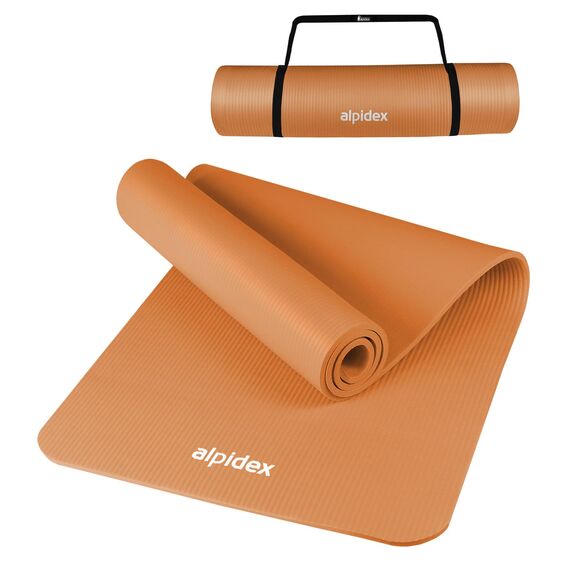 ALPIDEX Yogamatte 183 x 60 x 0.8 cm Phthalatfreie Fitness Matte E-Book Tragegurt rutschfest Gymnastik Turnen Pilates Sport Physio HIIT Yoga Trainingsmatte Isomatte Hautfreundlich, Apricot