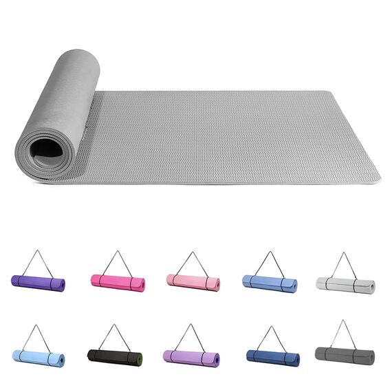 Good Nite Yogamatten Für Frauen Rutschfeste Strukturierte Oberflächen Gymnastikmatte Yoga Matte Dicke 6 mm Mit Tragegurt Tpe-Übungsmatte Für Yoga Pilates Gymnastik (183X61cm) (Grau)