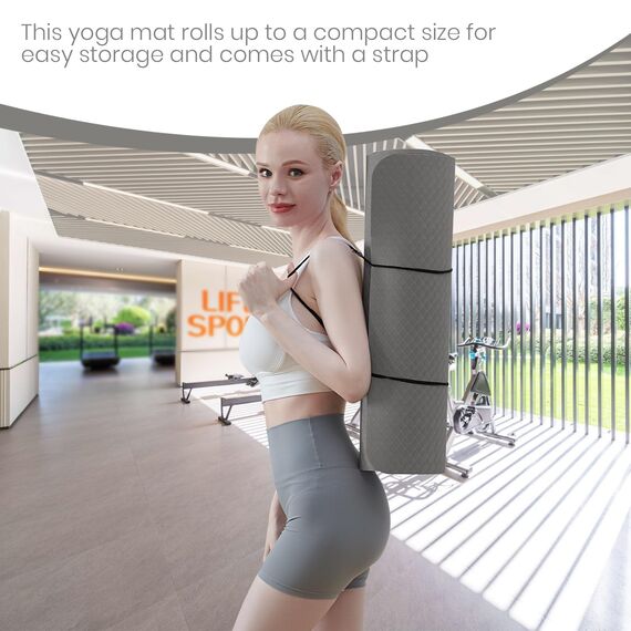 Good Nite Yogamatten Für Frauen Rutschfeste Strukturierte Oberflächen Gymnastikmatte Yoga Matte Dicke 10 mm Mit Tragegurt Tpe-Übungsmatte Für Yoga Pilates Gymnastik (183X61cm)