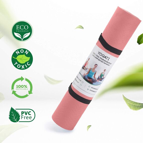 YOGATI Yogamatte rutschfest Schadstofffrei, mit Tragegurt. Yoga Matte mit Ausrichtungslinien für die Körperhaltung. Ideal Yogamatten als Gymnastikmatte, Sportmatte, Fitnessmatte, Jogamatte - Yoga mat