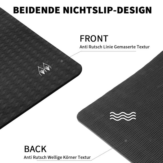 Good Nite Klappbare Yogamatte Rutschfest Tragbare Fitnessmatte Faltbar Leicht Gymnastikmatte Pilates Sport Reiseyogamatte 183 x 61 x 0.6 cm (Schwarz)