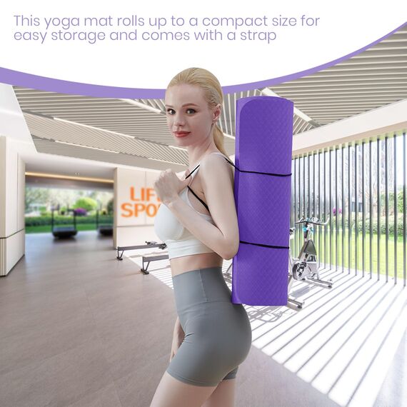 Good Nite Yogamatten Für Frauen Rutschfeste Strukturierte Oberflächen Gymnastikmatte Yoga Matte Dicke 10 mm Mit Tragegurt Tpe-Übungsmatte Für Yoga Pilates Gymnastik (183X61cm)