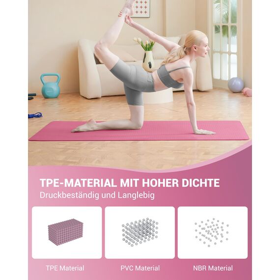 Good Nite Yogamatten Für Frauen Rutschfeste Strukturierte Oberflächen Gymnastikmatte Yoga Matte Dicke 6 mm 10 mm Mit Tragegurt Tpe-Übungsmatte Für Yoga Pilates Gymnastik (183X61cm)