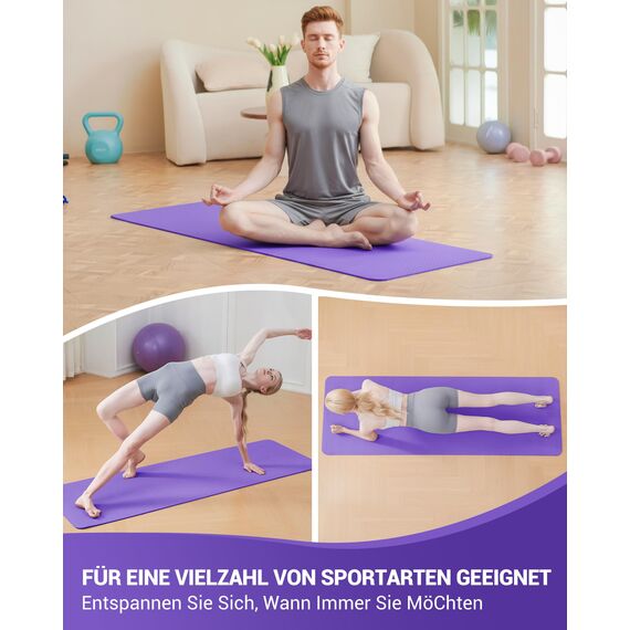 Good Nite Yogamatten Für Frauen Rutschfeste Strukturierte Oberflächen Gymnastikmatte Yoga Matte Dicke 6 mm Mit Tragegurt Tpe-Übungsmatte Für Yoga Pilates Gymnastik (183X61cm) (Lila)