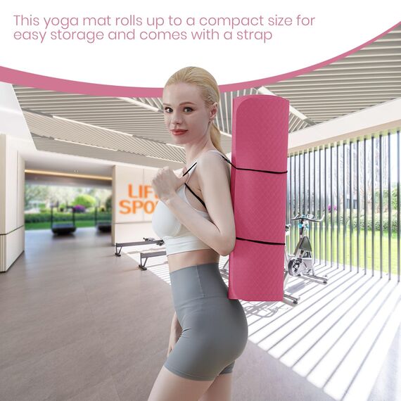 Good Nite Yogamatten Für Frauen Rutschfeste Strukturierte Oberflächen Gymnastikmatte Yoga Matte Dicke 10 mm Mit Tragegurt Tpe-Übungsmatte Für Yoga Pilates Gymnastik (183X61cm)