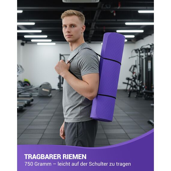 Good Nite Yogamatten Für Frauen Rutschfeste Strukturierte Oberflächen Gymnastikmatte Yoga Matte Dicke 6 mm Mit Tragegurt Tpe-Übungsmatte Für Yoga Pilates Gymnastik (183X61cm) (Lila)