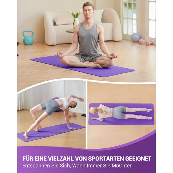 Good Nite Yogamatten Für Frauen Rutschfeste Strukturierte Oberflächen Gymnastikmatte Yoga Matte Dicke 6 mm Mit Tragegurt Tpe-Übungsmatte Für Yoga Pilates Gymnastik (183X61cm) (Lila/Rosa)