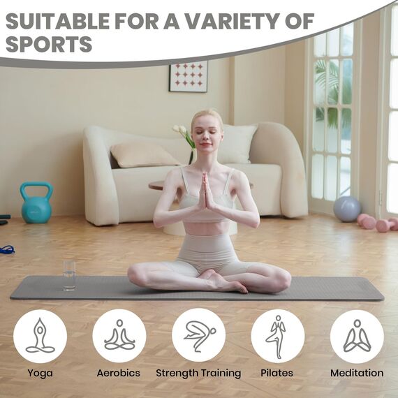 Good Nite Yogamatten Für Frauen Rutschfeste Strukturierte Oberflächen Gymnastikmatte Yoga Matte Dicke 10 mm Mit Tragegurt Tpe-Übungsmatte Für Yoga Pilates Gymnastik (183X61cm)