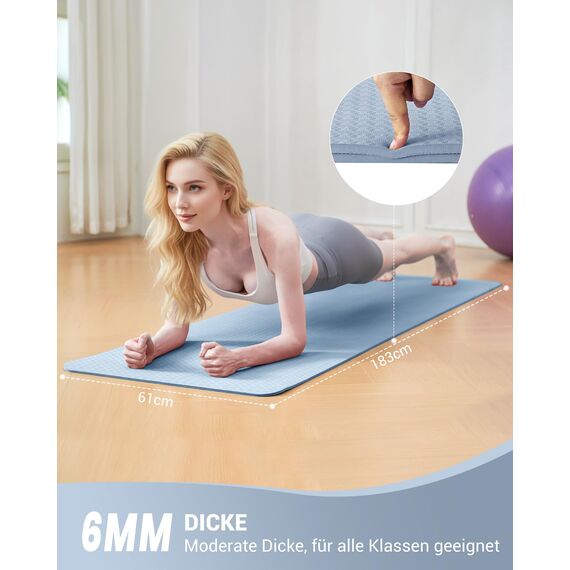 Good Nite Yogamatten Für Frauen Rutschfeste Strukturierte Oberflächen Gymnastikmatte Yoga Matte Dicke 6 mm 10 mm Mit Tragegurt Tpe-Übungsmatte Für Yoga Pilates Gymnastik (183X61cm)