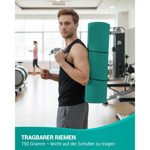 Good Nite Yogamatte, Trainingsmatten, Workout, Pilates, Fitnessmatte für Damen und Herren, rutschfest, Dicke, 6 mm, hochdichte Gymnastikmatten mit Tragegurt, TPE, Schwarz