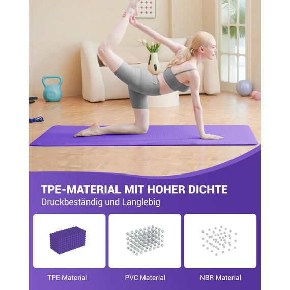Good Nite Yogamatten Für Frauen Rutschfeste Strukturierte Oberflächen Gymnastikmatte Yoga Matte Dicke 6 mm Mit Tragegurt Tpe-Übungsmatte Für Yoga Pilates Gymnastik (183X61cm) (Lila)