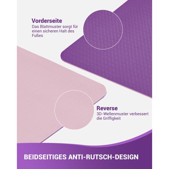 Good Nite Yogamatten Für Frauen Rutschfeste Strukturierte Oberflächen Gymnastikmatte Yoga Matte Dicke 6 mm Mit Tragegurt Tpe-Übungsmatte Für Yoga Pilates Gymnastik (183X61cm) (Lila/Rosa)