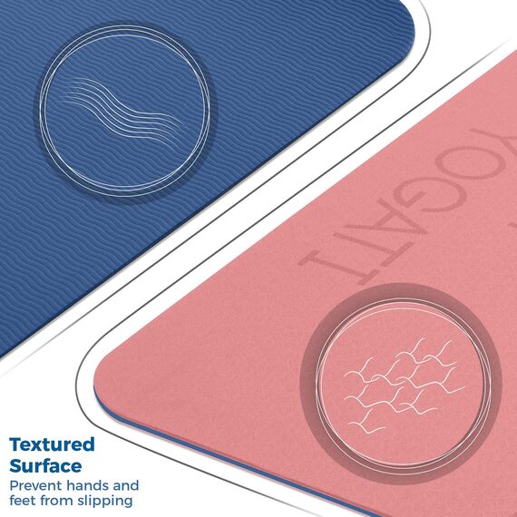 YOGATI Yogamatte rutschfest Schadstofffrei, mit Tragegurt. Yoga Matte mit Ausrichtungslinien für die Körperhaltung. Ideal Yogamatten als Gymnastikmatte, Sportmatte, Fitnessmatte, Jogamatte - Yoga mat