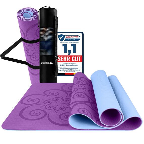 LA MENTE ES MARAVILLOSA - Yogamatte, Gymnastikmatte, TPE-Pilatesmatte | inkl. Tasche und Tragegurt | 183x61 cm Gepolstert für Fitness & Gymnastik, Hautfreundliche (Spirale, Lila/Violett)