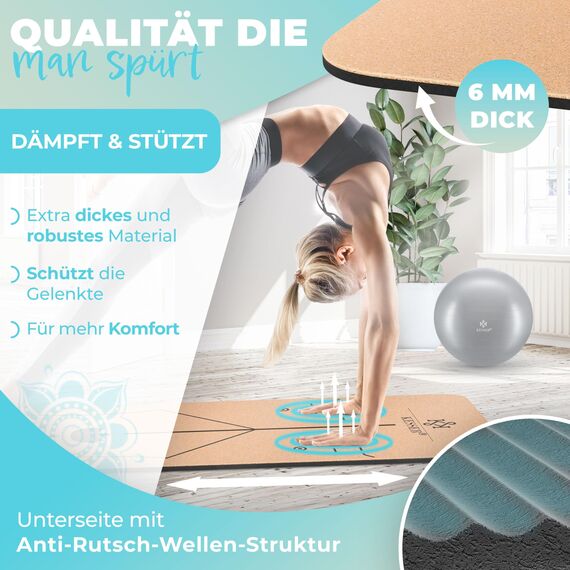 KESSER Yogamatte Set Rutschfest faltbar –TPE Gymnastikmatte, Trainingsmatte für Sport | Gymnastik dünn | Yoga - Fitness - Pilates Set Bodenschutzmatte + Tasche + dicker Tragegurt + Übungsheft, faltbar