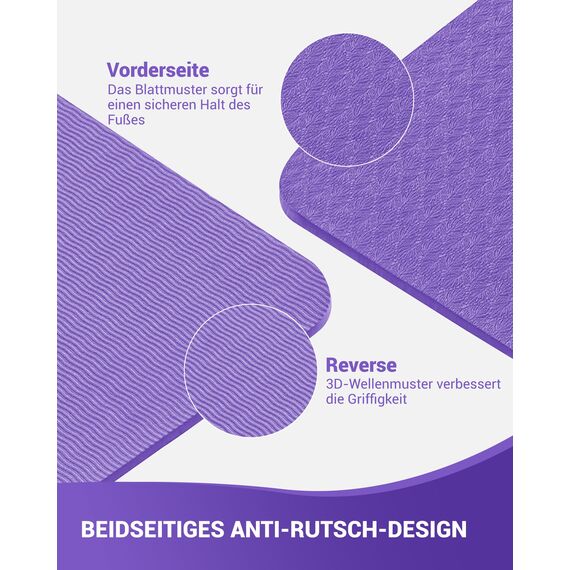 Good Nite Yogamatten Für Frauen Rutschfeste Strukturierte Oberflächen Gymnastikmatte Yoga Matte Dicke 6 mm Mit Tragegurt Tpe-Übungsmatte Für Yoga Pilates Gymnastik (183X61cm) (Lila)