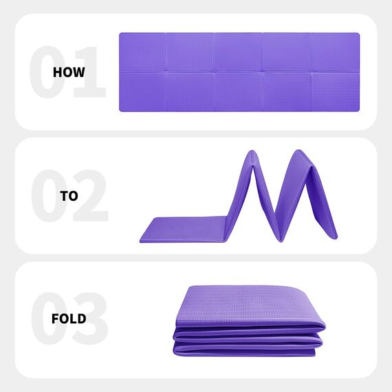 Good Nite Klappbare Yogamatte rutschfest Tragbare Fitnessmatte Faltbar Leicht Gymnastikmatte Pilates Sport Reiseyogamatte 183 x 61 x 0.6 cm (Lila)