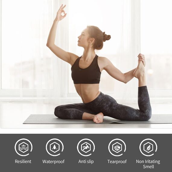 Yogamatte rutschfest und umweltfreundliche TPE Sportmatte mit Tragegurt Gymnastikmatte für Pilates Workout Fitnessmatte 183 x 61 x 0.6 cm (Lila-Rosa)