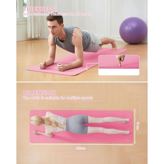 Good Nite Gymnastikmatte Yogamatte Fitnessmatte Rutschfest Trainingsmatte Sport Turn Matten Pilates Matte Bodenturnmatte Mit Tragegurt 183 x 61 x 0.6 cm (Rosa)