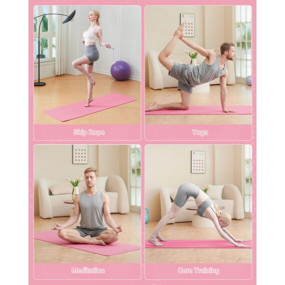 Good Nite Gymnastikmatte Yogamatte Fitnessmatte Rutschfest Trainingsmatte Sport Turn Matten Pilates Matte Bodenturnmatte Mit Tragegurt 183 x 61 x 0.6 cm (Rosa)