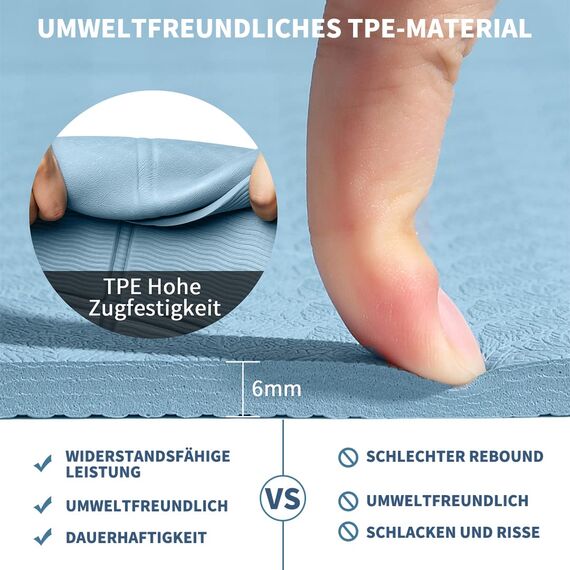 Good Nite Klappbare Yogamatte rutschfest Tragbare Fitnessmatte Faltbar Leicht Gymnastikmatte Pilates Sport Reiseyogamatte 183 x 61 x 0.6 cm (Blau)