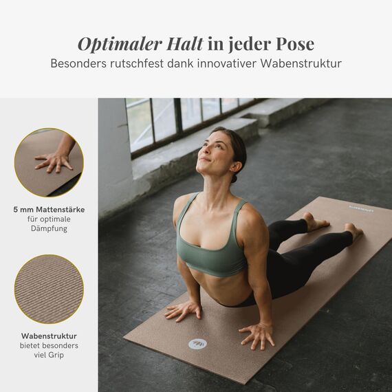 LOTUSCRAFTS® Yoga Matte 5 mm dick, universell einsetzbar als Yogamatte, Sportmatte, Gymnastikmatte, Fitnessmatte, Yogamatte Rutschfest, Yoga Mat, Matte Sport, Trainingsmatte, Yogamatten, Pilates Matte
