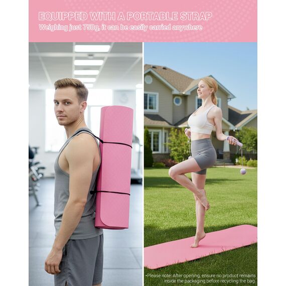 Good Nite Gymnastikmatte Yogamatte Fitnessmatte Rutschfest Trainingsmatte Sport Turn Matten Pilates Matte Bodenturnmatte Mit Tragegurt 183 x 61 x 0.6 cm (Rosa)