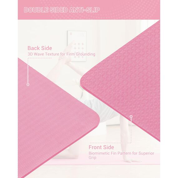 Good Nite Gymnastikmatte Yogamatte Fitnessmatte Rutschfest Trainingsmatte Sport Turn Matten Pilates Matte Bodenturnmatte Mit Tragegurt 183 x 61 x 0.6 cm (Rosa)