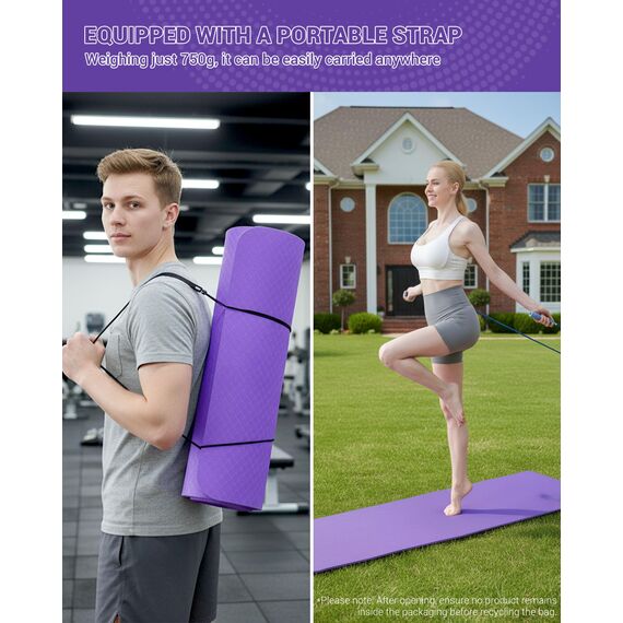 Good Nite Gymnastikmatte Yogamatte Fitnessmatte Rutschfest Trainingsmatte Sport Turn Matten Pilates Matte Bodenturnmatte Mit Tragegurt 183 x 61 x 0.6 cm(Dunkelviolett/Hellviolett)
