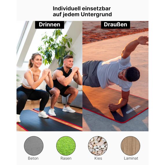 NEOLYMP extra Dicke und rutschfeste Fitnessmatte mit Fitness E-Book und Tragegurt - Pilatesmatte, Yoga Matte, Sportmatte, Gymnastikmatte, Trainingsmatte