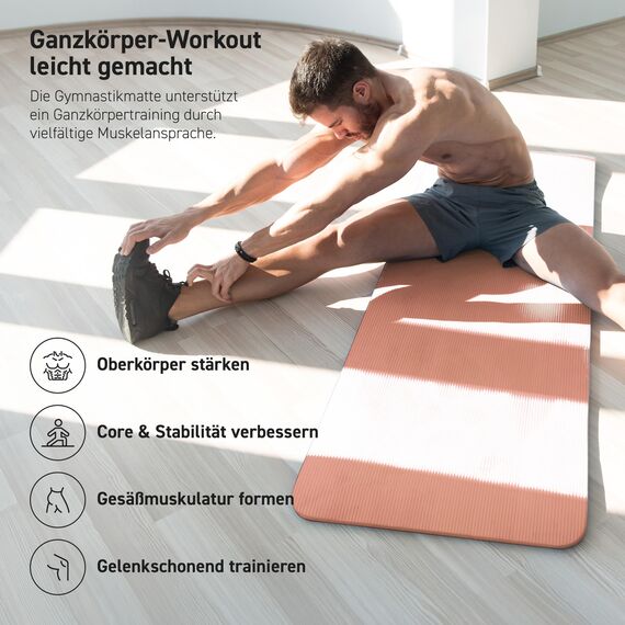 MSPORTS Gymnastikmatte Premium inkl. Tragegurt + Übungsposter + Workout App I Hautfreundliche Fitnessmatte 190 x 100 x 1,5 cm - Pumpkin Orange - Phthalatfreie Yogamatte
