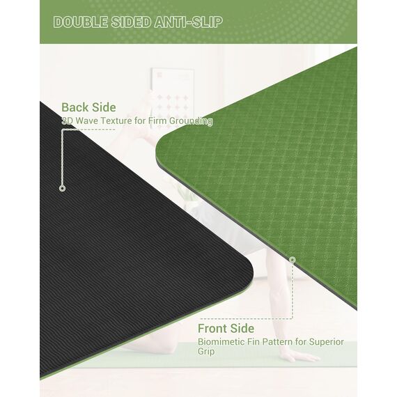 Good Nite Gymnastikmatte Yogamatte Fitnessmatte Rutschfest Trainingsmatte Sport Turn Matten Pilates Matte Bodenturnmatte Mit Tragegurt 183 x 61 x 0.6 cm (Grün/Schwarz)