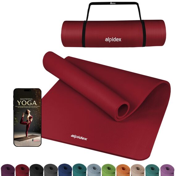 ALPIDEX Yogamatte Extra Dick 1,5 cm Gymnastikmatte 3 Größen E-Book rutschfest Phthalatfrei Fitness Matte Turnen Pilates Sport Physio HIIT Yoga Trainingsmatte Isomatte, Bordeaux, 190 x 60 x 1.5 cm