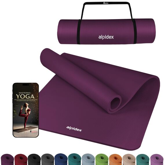 ALPIDEX Yogamatte Extra Dick 1,5 cm Gymnastikmatte 3 Größen E-Book rutschfest Phthalatfrei Fitness Matte Turnen Pilates Sport Physio HIIT Yoga Trainingsmatte Isomatte, Berry, 190 x 100 x 1.5 cm
