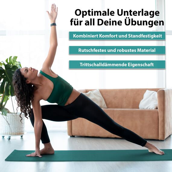 ALPIDEX Yogamatte rutschfest 190 x 61 x 0.6 cm | 190 x 90 x 0.6 cm E-Book Phthalatfreie Fitness TPE Matte Gymnastik Turnen Pilates Sport Yoga Trainingsmatte, Black/Grey, 190 x 90 x 0.6 cm